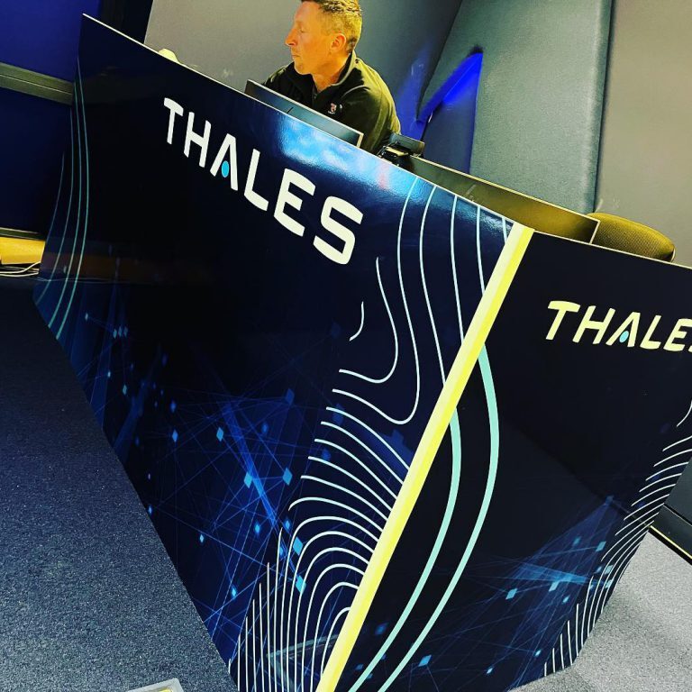 Thales reception desk vinyl graphics